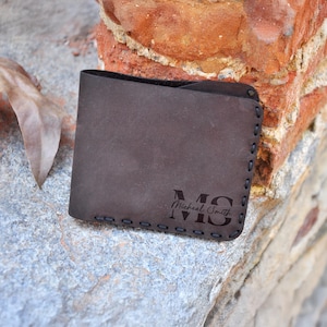 Cartera de cuero personalizada para hombre – Regalo de cuero genuino hecho a mano – Cartera personalizada con nombre o iniciales