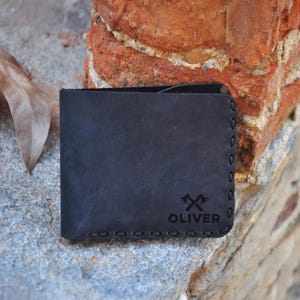 Cartera de cuero personalizada: regalo personalizado para él, esposo o papá. Grabado por dentro y por fuera.