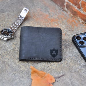 Cartera de cuero personalizada - Cartera de cuero grabada con mensaje - Regalo personalizado para esposo o novio (grabado interior y exterior)