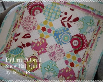 Snow Ball Baby Quilt Pattern Tutorial, pdf, w Photos