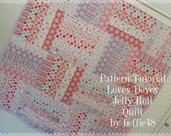 Jelly Roll Lovey Dovey Baby Quilt Pattern Tutorial, Fun Fast and Easy to Make, pdf.