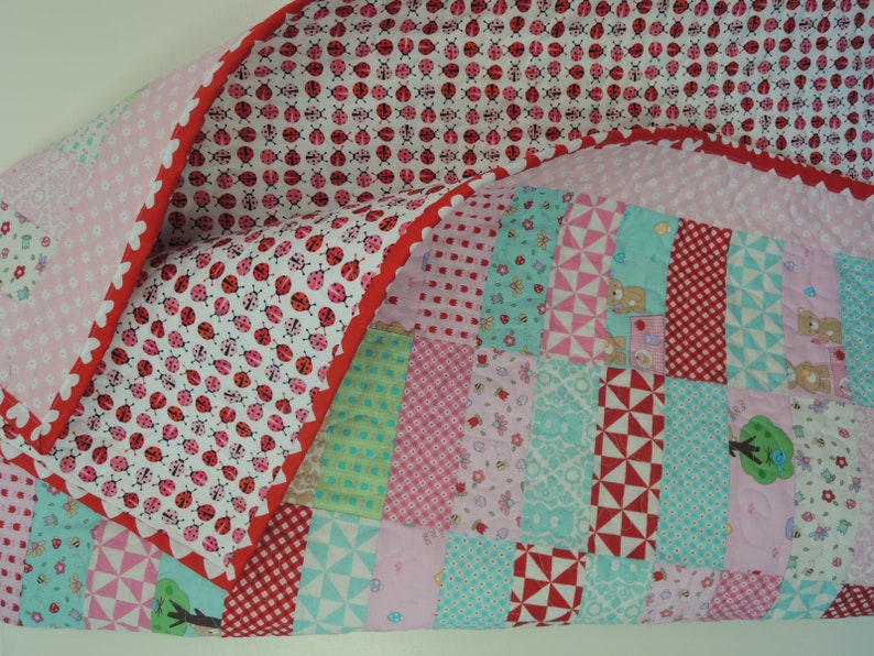 Teddy Bear Picnic Jelly Roll Baby Quilt Pattern Tutorial, pdf, Super Simple with Photos image 1