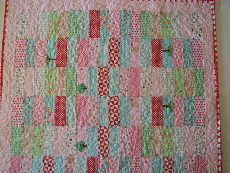 Teddy Bear Picnic Jelly Roll Baby Quilt Pattern Tutorial, pdf, Super Simple with Photos image 5