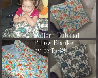Kids, Pillow Blanket Pattern Tutorial, pdf.