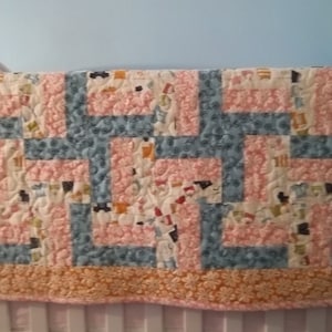 Easy Pinwheel Squares Baby Quilt Pattern Tutorial, pdf,