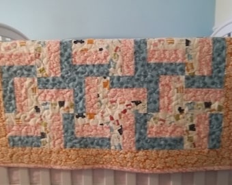 Easy Pinwheel Squares Baby Quilt Pattern Tutorial, pdf,