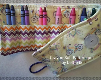 Kids Crayon Roll Up PATTERN, Easy to Make, pdf