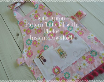 PATTERN, Little Kids Apron Tutorial, Reversible, Easy to Make