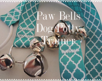 Dark Teal Quatrefoil Dog Training Bells, Paw Bells, Dog Potty Trainer,  Instructions included, FAST Shipping