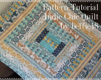 Indie Chic Quilt Pattern Tutorial with photos, Easy to Make,  Instant Download