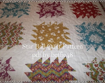 PATTERN Modern Quilt, Star Balls Style Baby Quilt Pattern Tutorial, pdf