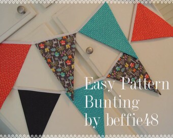 Bunting, Banner PATTERN, Garland, Fabric, EASY Pattern Tutorial, pdf, Instant Download