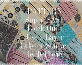 Padrão de bolo em camadas, tutorial de colcha de bloco simples super rápido, pdf.