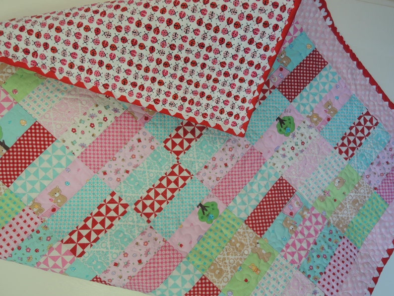 Teddy Bear Picnic Jelly Roll Baby Quilt Pattern Tutorial, pdf, Super Simple with Photos image 9