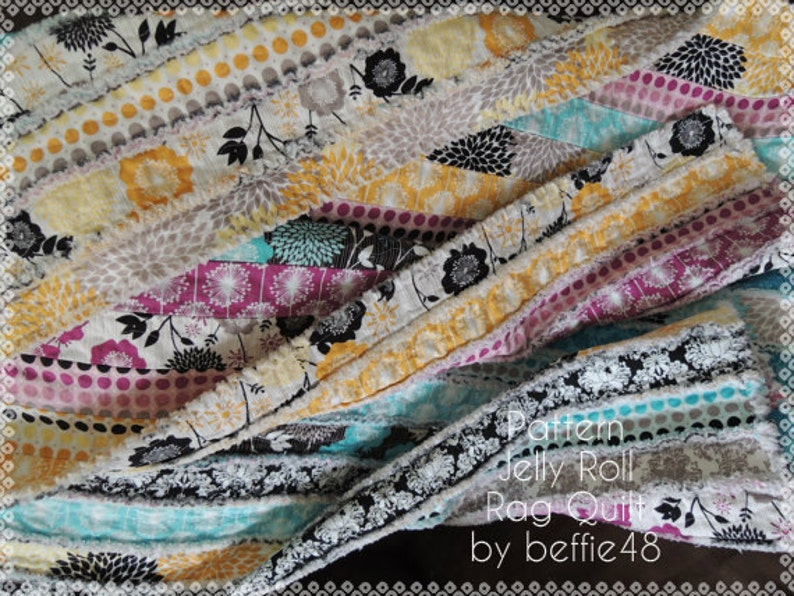 Jelly Roll Rag Quilt 2 Pattern Tutorial, Easy to Make, pdf image 1