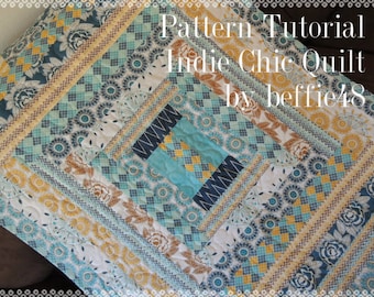 Quilt Pattern, Indie Chic Jelly Roll and Charm Pack Quilt Pattern Tutorial, with Photos, Easy to make