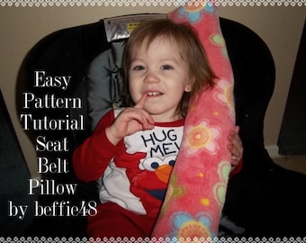 Kids and Toddler, Seat Belt Pillow PATTERN Tutorial, Easy to Make, pdf.