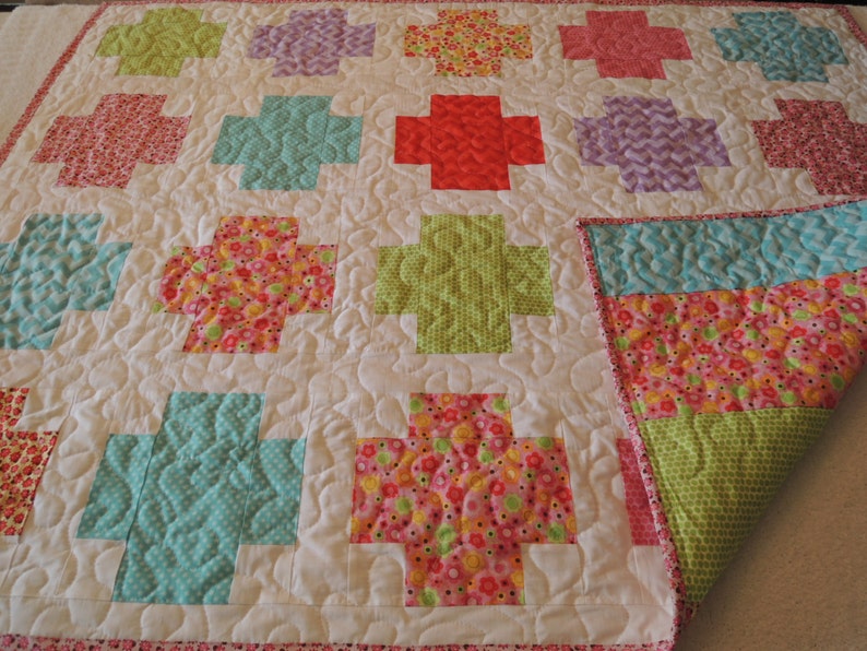 Fat Cross Modern Quilt Pattern Tutorial, Instant Download imagem 2