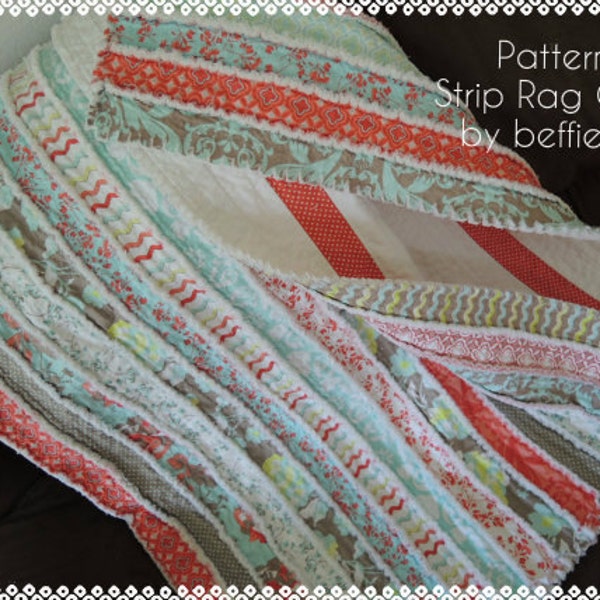 Jelly Roll Rag Quilt  Pattern Tutorial, Easy to Make, Instant download pdf. file