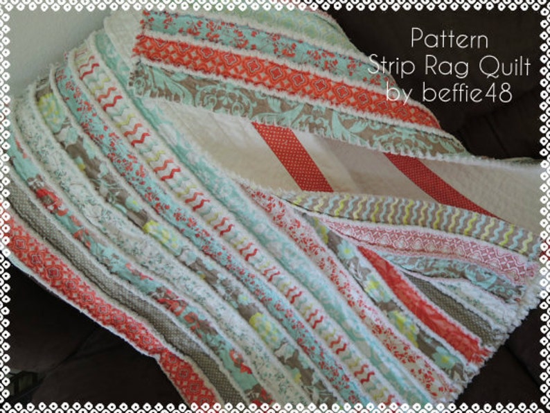 Jelly Roll Rag Quilt Pattern Tutorial Easy to Make Instant Etsy