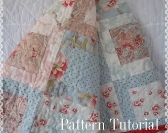 Colcha Martinica de bloco com moldura média, tutorial de padrão, pdf