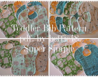 Super Simple Toddler Bib Pattern and Tutorial, Instant Download, pdf, Ragged Style, Easy to make