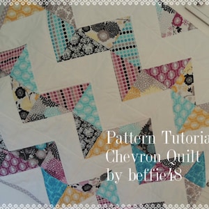 Chevron Quilt PATTERN, Super Simple pdf. Fast Fun and Easy to Make, Instant Download