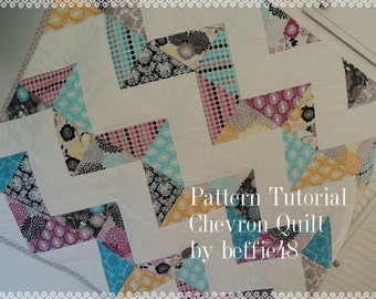 Chevron Quilt PATTERN, Super Simple pdf. Fast Fun and Easy to Make, Instant Download