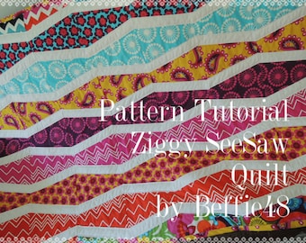 Ziggy SeeSaw Quilt, Quilt Pattern Tutorial w photos, pdf