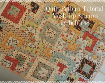 Jelly Roll, Charm Pack, Mash Up Squares, Quilt PATTERN Tutorial mit vielen Fotos, einfach zu machen