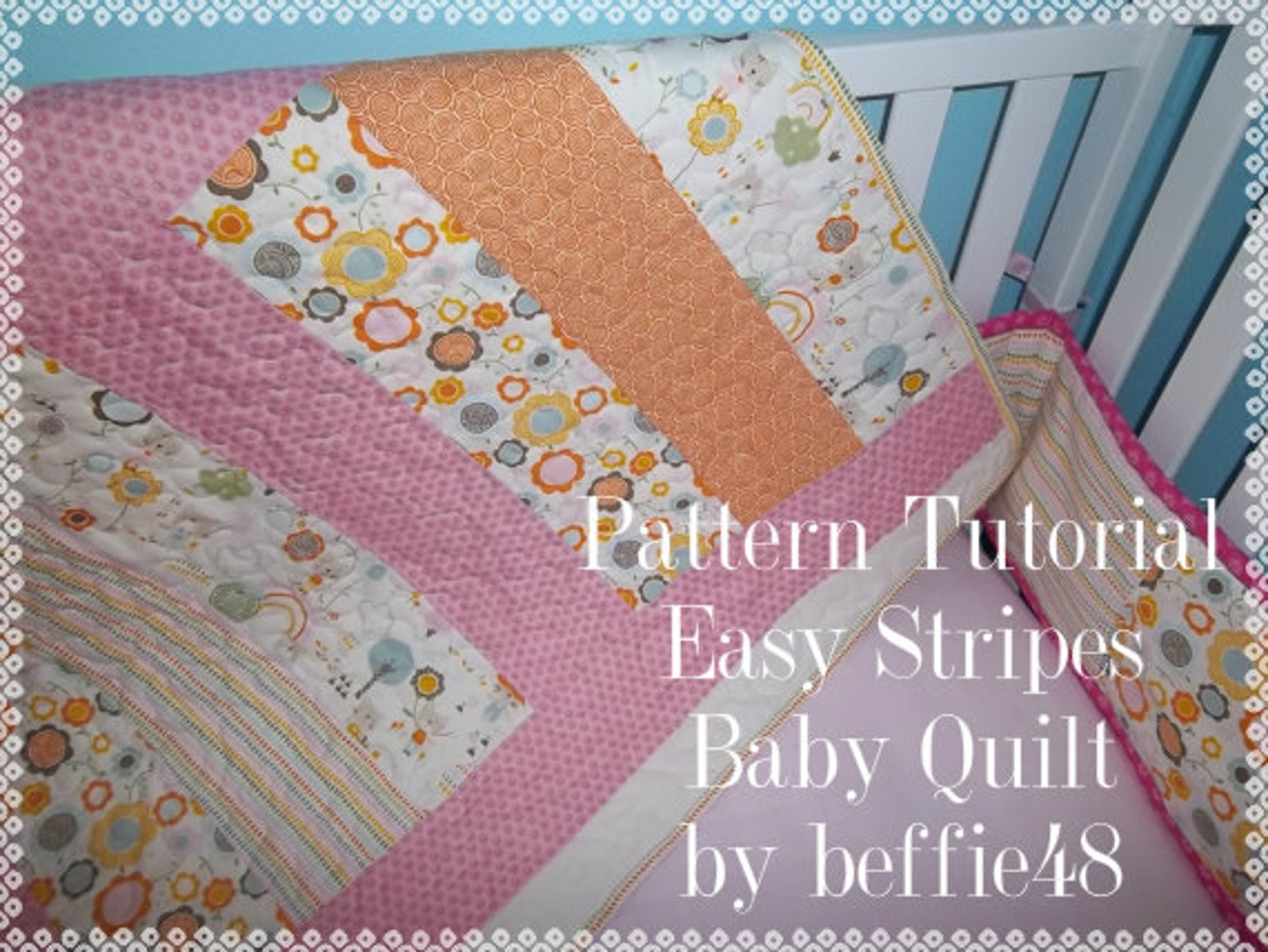 Easy Strips Baby Quilt Pattern Tutorial w photos pdf. Easy to Etsy