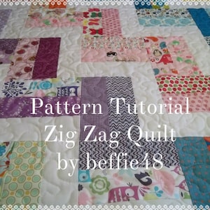 Zig Zag Quilt Pattern Tutorial,,  Baby Quilt Pattern, pdf