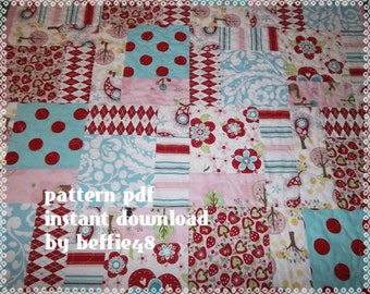 Easy Quilt Pattern, Tutorial, Instant Download w Photos, Sugar and Spice Magic 9 Block Quilt Pattern Tutorial, pdf