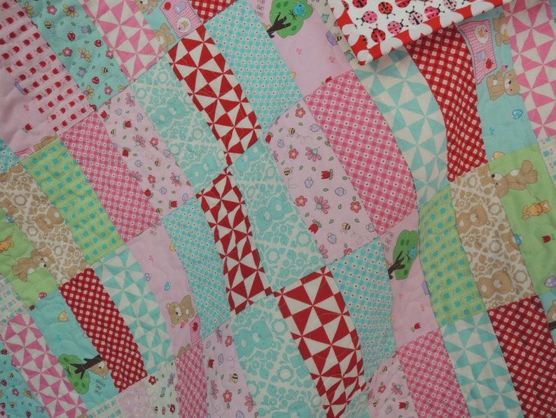 Teddy Bear Picnic Jelly Roll Baby Quilt Pattern Tutorial, pdf, Super Simple with Photos image 8