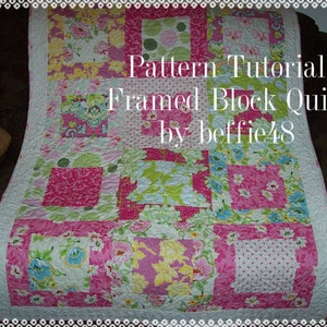 Large Square Framed Block, Nicey Jane Quilt Pattern Tutorial, w photos, pdf