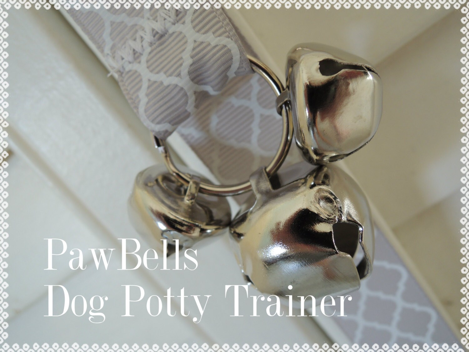 Paw Bells Dog Housebreaking Training Bells Grey Quatrefoil Etsy