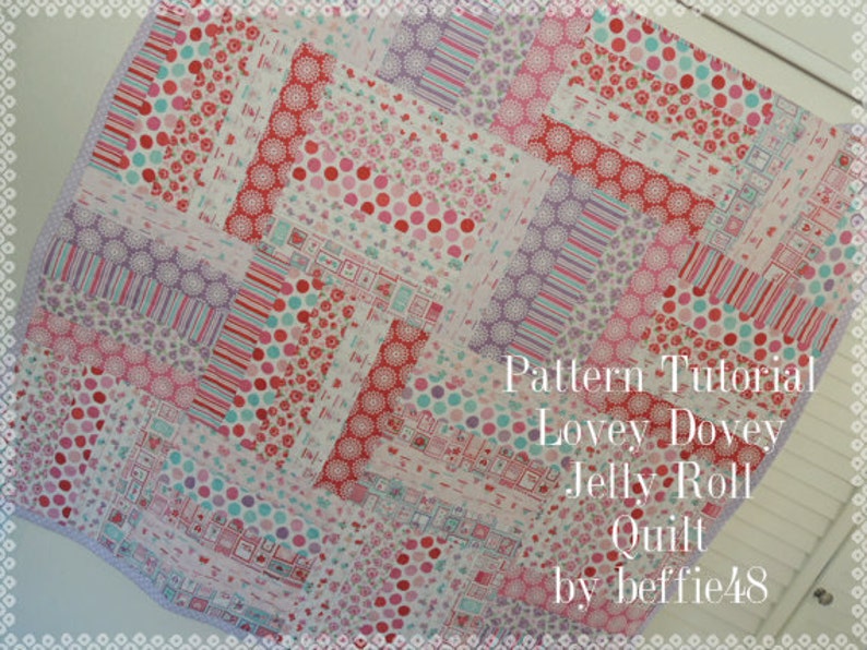Super Simple Jelly Roll Lovey Dovey Baby Quilt Pattern Tutorial image 2