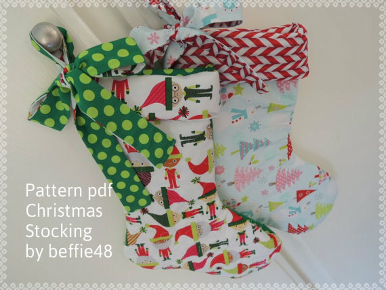 Christmas Stocking Pattern, Super Simple Tutorial, pdf with photos image 1