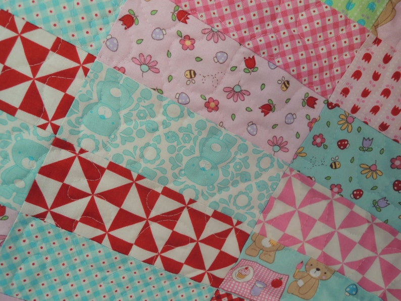 Teddy Bear Picnic Jelly Roll Baby Quilt Pattern Tutorial, pdf, Super Simple with Photos image 2