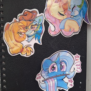 My Little Pony-vinyl holografisch stickerpakket | Rainbow Dash, Fluttershy, Applejack | Gay Pride | Personagekunst, stripfiguur, harig