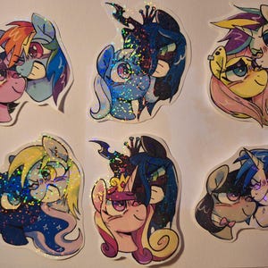 Adesivo de vinil holográfico My Little Pony | Pares enviados | Arte de personagem | Personagem de desenho animado | Peludo
