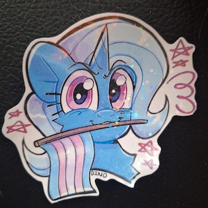 My Little Pony Vinyl Holographic Sticker | Trixie Lulamoon | Trans Pride | Character Art, Cartoon Character, Furry