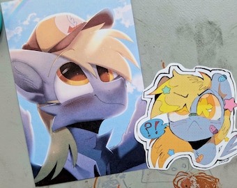 My Little Pony 4x6 Matte Print & Vinyl Sticker Pack | Derpy Hooves | Character Art, Cartoon Character