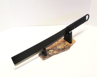 Machete / XL Fixed Blade Knife Display Stand - Multi-Shade Solid Stone Base / Gloss Black Uprights