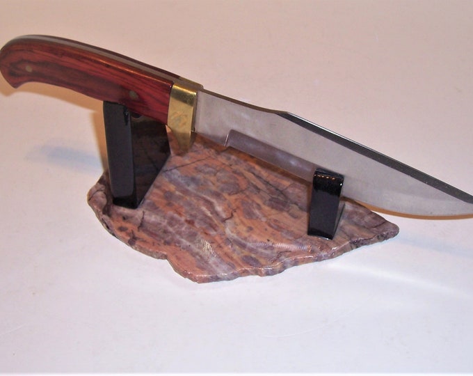 Large Fixed Blade Knife Display Stand Multishade Solid Stone Base / Gloss Black Uprights Etsy