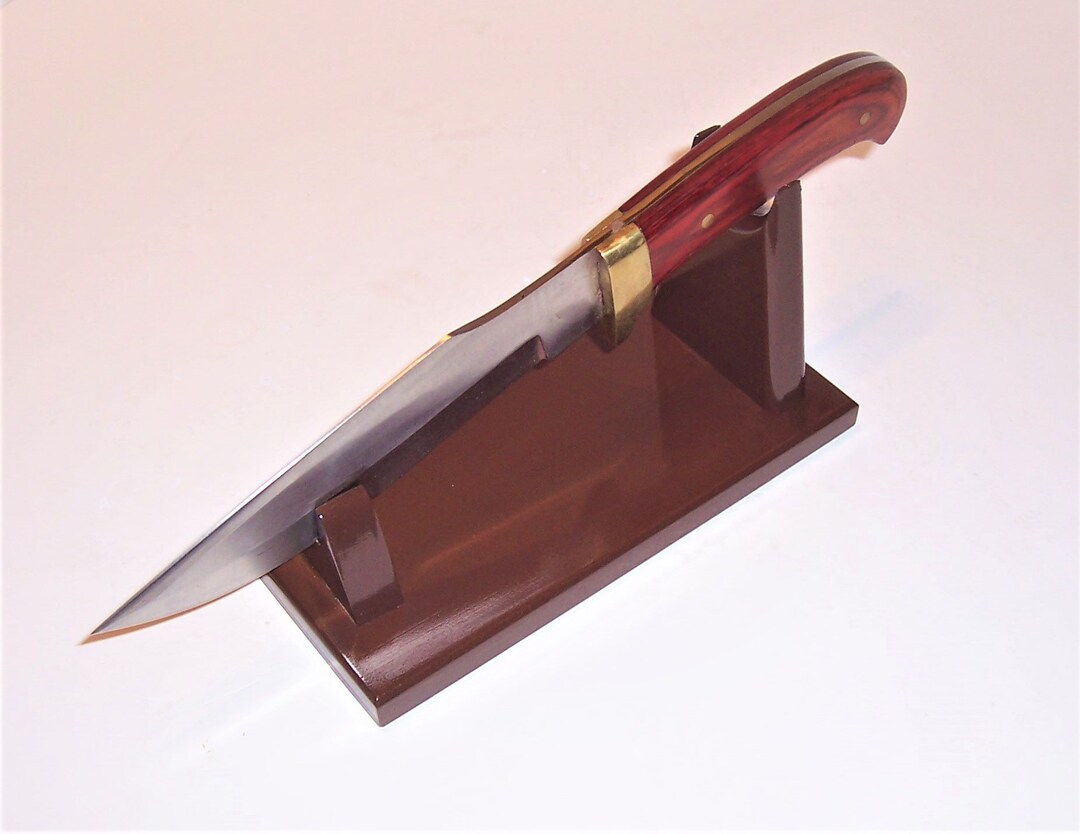 Large Fixed Blade Knife Display Stand Kona Brown MDF Base / Gloss Kona