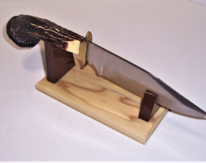 Large Fixed Blade Knife Display Stand Gloss Poplar Base, Gloss Brown Uprights Etsy