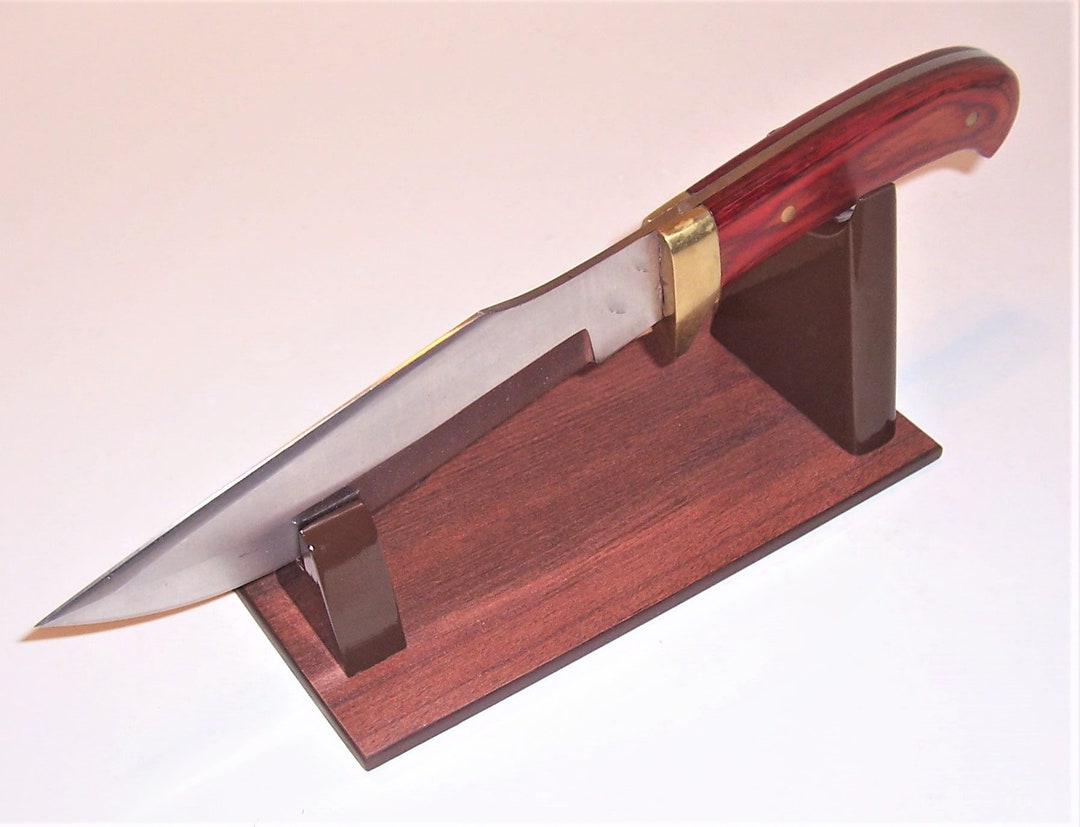 Large Fixed Blade Knife Display Stand Gloss Brown Woodgrain Base / Gloss Brown Uprights Etsy