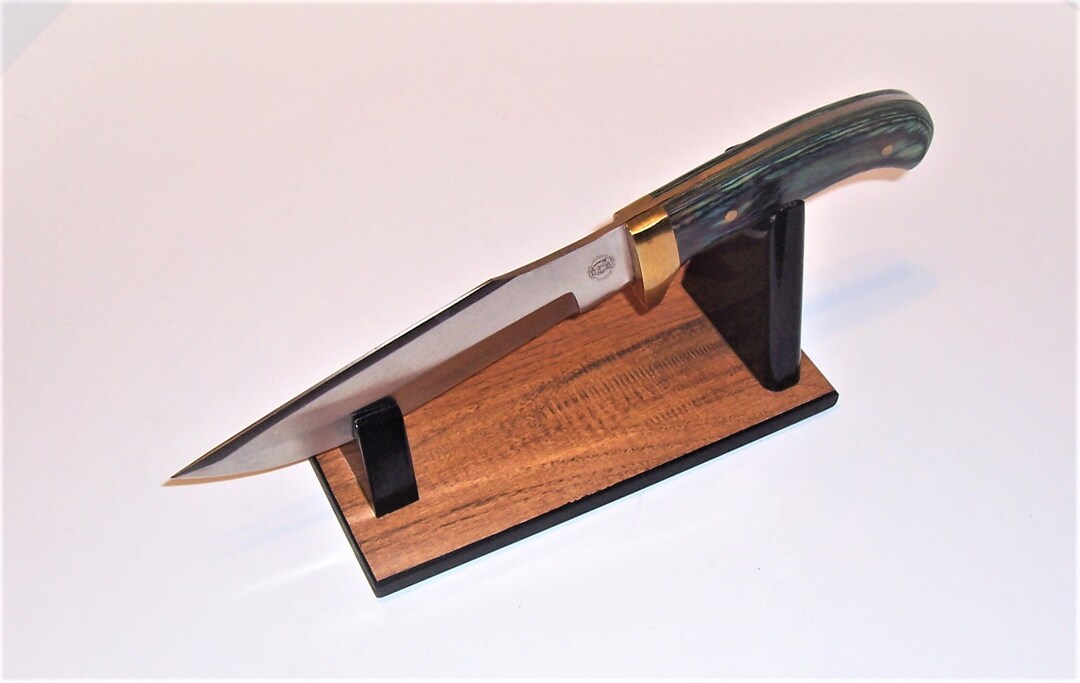 Large Fixed Blade Knife Display Stand Planked Hickory Melamine