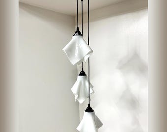 Triple Handkerchief Light Chandelier with Ceiling Canopy
